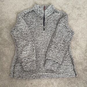 Weatherproof Vintage Gray Sherpa Pullover with pockets